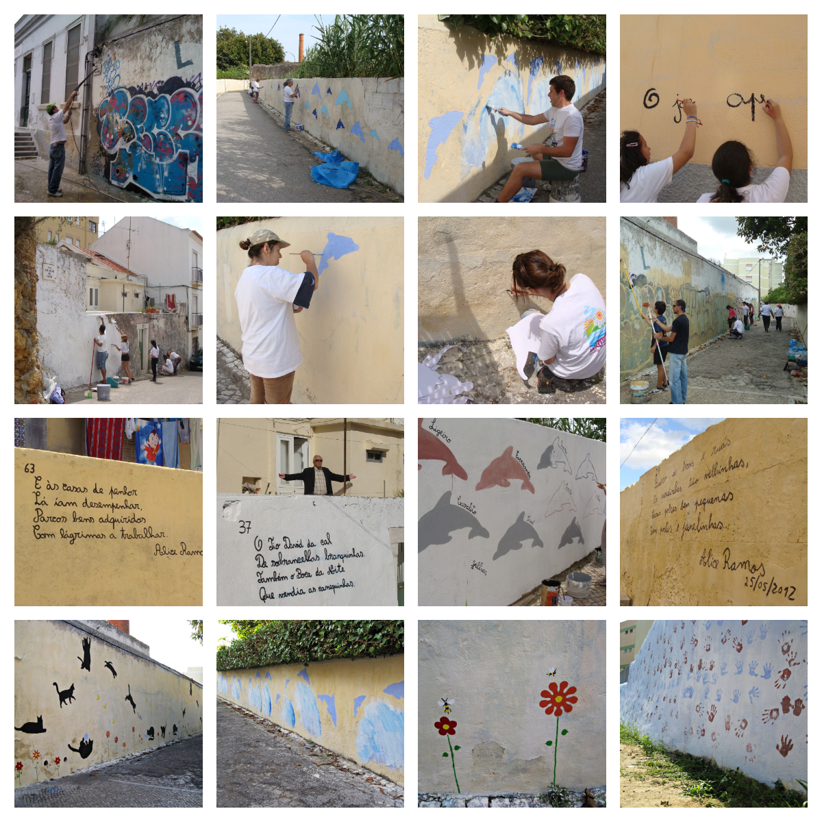 Pintando.